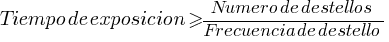 Tiempo de exposicion >= {Numero de destellos} / {Frecuencia de destello}